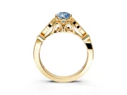 Solitaire Engagement Ring Setting for Fancy Blue Pear-Shaped Center with Marquise and Bezel Accents and Prong Head in Yellow Gold