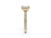 Solitaire Engagement Ring Setting for Asscher Cut Center with Shared-Prong Accents and Prong Head in Yellow Gold