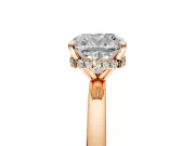 Hidden Halo Engagement Ring Setting for Cushion Cut Center with Plain Band and Tall Prong Head in Rose Gold