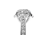 Floral Engagement Ring Setting for Cushion Cut Center with Four Accent Clusters and Prong Head in White Gold