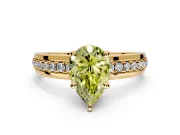Solitaire Engagement Ring Setting for Fancy Yellow Pear-Shaped Center with Raised Channel Band and Prong Head in Yellow Gold