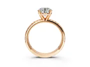 Solitaire Engagement Ring Setting for Round Cut Center with Milgrain X Pattern Band and Prong Head in Rose Gold
