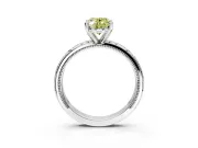 Solitaire Engagement Ring Setting for Fancy Yellow Oval Center with Scrollwork Band and Prong Head in Platinum