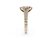 Solitaire Engagement Ring Setting for Fancy Pink Marquise Center with Pave Cathedral Shoulders and Prong Head in Yellow Gold