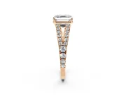 Solitaire Engagement Ring Setting for Asscher Cut Center with Pave Split Shank and Prong Head in Rose Gold