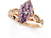 Solitaire Engagement Ring Setting for Fancy Pink Marquise Center with Marquise and Bezel Accents and Prong Head in Rose Gold