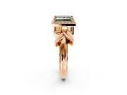 Halo Engagement Ring Setting for Fancy Green Princess Cut Center with Floral Band and Prong Head in Rose Gold