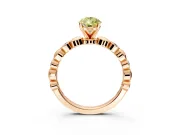 Solitaire Engagement Ring Setting for Fancy Yellow Pear-Shaped Center with Beaded Bezel Station Band and Prong Head in Rose Gold