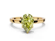 Solitaire Engagement Ring Setting for Fancy Yellow Pear-Shaped Center with Thin Rounded Plain Band and Prong Head in Yellow Gold