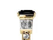 Channel-Set Engagement Ring Setting for Fancy Black Radiant Cut Center with Baguette Band and Prong Head in Yellow Gold