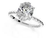 Solitaire Engagement Ring Setting for Oval Center with Plain Twisted Rope Band and Prong Head in Sterling Silver