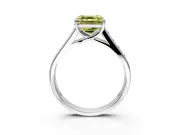 Solitaire Engagement Ring Setting for Fancy Yellow Asscher Cut Center with Round Cut Channel Band and Prong Head in Platinum