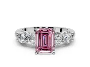 5 Stone Engagement Ring Setting for Fancy Pink Emerald Cut Center with Graduated Accents and Prong Head in Platinum
