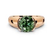 Tension Engagement Ring Setting for Fancy Green Round Cut Center with Wide Flat Band and Tension Head in Rose Gold