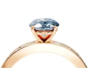 Solitaire Engagement Ring Setting for Fancy Blue Oval Center with Channel Baguette Band and Prong Head in Rose Gold