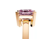 Solitaire Engagement Ring Setting for Fancy Pink Asscher Cut Center with Plain Band and Flat Tab Prong Head in Rose Gold