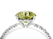 Solitaire Engagement Ring Setting for Fancy Yellow Round Cut Center with Large Accent Band and Prong Head in Platinum