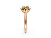 Starburst Halo Engagement Ring Setting for Fancy Yellow Cushion Cut Center with Thin Round-Wire Band and Prong Head in Rose Gold