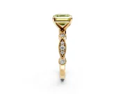 Solitaire Engagement Ring Setting for Fancy Yellow Asscher Cut Center with Milgrain Bezel Accents and Prong Head in Yellow Gold