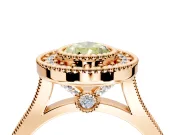 Halo Engagement Ring Setting for Fancy Yellow Pear-Shaped Center with Milgrain Frame, Pave Band and Prong Head in Rose Gold