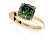 Solitaire Engagement Ring Setting for Fancy Green Cushion Cut Center with Wide Knife Ridge Band and Prong Head in Yellow Gold