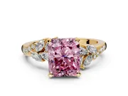 Solitaire Engagement Ring Setting for Fancy Pink Radiant Cut Center with Marquise Accent Twist Band and Prong Head in Yellow Gold
