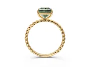 Solitaire Engagement Ring Setting for Fancy Green Princess Cut Center with Plain Twisted Rope Band and Prong Head in Yellow Gold