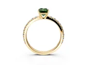 Solitaire Engagement Ring Setting for Fancy Green Emerald Cut Center with Large Accent Band and Prong Head in Yellow Gold