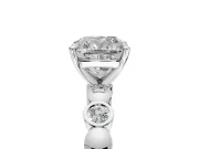 Solitaire Engagement Ring Setting for Cushion Cut Center with Beaded Bezel Station Band and Prong Head in Sterling Silver