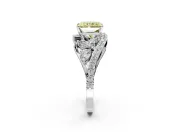 Halo Engagement Ring Setting for Fancy Yellow Radiant Cut Center with Marquise and Pave Bypass Band and Prong Head in Sterling Silver