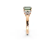 Solitaire Engagement Ring Setting for Fancy Green Asscher Cut Center with Marquise Flower Shoulders and Prong Head in Rose Gold