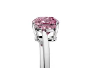 Solitaire Engagement Ring Setting for Fancy Pink Cushion Cut Center with Plain Bypass Twist Band and Prong Head in Sterling Silver