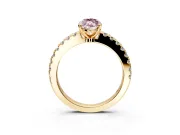 Solitaire Engagement Ring Setting for Fancy Pink Marquise Center with Single Row Accent Band and Prong Head in Yellow Gold