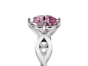 Solitaire Engagement Ring Setting for Fancy Pink Round Cut Center with Accented Twist Band and Leaf Prong Head in Sterling Silver