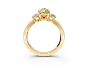 3 Stone Engagement Ring Setting for Fancy Yellow Pear-Shaped Center with Pave Twist Band and Prong Head in Yellow Gold