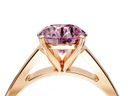 Solitaire Engagement Ring Setting for Fancy Pink Round Cut Center with Tapered Split Shoulders and Prong Head in Rose Gold