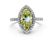 Halo Engagement Ring Setting for Fancy Yellow Marquise Center with Inner Milgrain Border and Prong Head in Sterling Silver