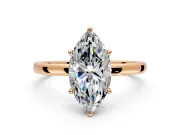 Hidden Halo Engagement Ring Setting for Marquise Center with Plain Band and Tall Prong Head in Rose Gold