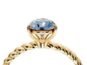 Solitaire Engagement Ring Setting for Fancy Blue Pear-Shaped Center with Plain Twisted Rope Band and Prong Head in Yellow Gold