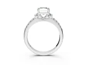 Paired Accent Engagement Ring Setting for Fancy Green Radiant Cut Center with Pave Band and Prong Head in Platinum