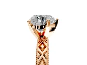 Solitaire Engagement Ring Setting for Heart-Shaped Center with Milgrain X Pattern Band and Prong Head in Rose Gold