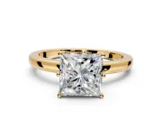 Solitaire Engagement Ring Setting for Princess Cut Center with Plain Band and Tulip Prong Head in Yellow Gold