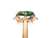 Floral Frame Engagement Ring Setting for Fancy Green Radiant Cut Center with Accent Clusters and Prong Head in Rose Gold