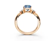 Solitaire Engagement Ring Setting for Fancy Blue Cushion Cut Center with Grooved Bar Accent Band and Prong Head in Rose Gold