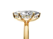 Hidden Halo Engagement Ring Setting for Marquise Center with Thin Rounded Band and Prong Head in Yellow Gold