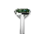 Solitaire Engagement Ring Setting for Fancy Green Emerald Cut Center with Flat-Sided Plain Band and Prong Head in White Gold