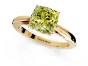 Solitaire Engagement Ring Setting for Fancy Yellow Cushion Cut Center with Open Cathedral Shoulders and Prong Head in Yellow Gold
