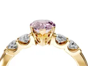 5 Stone Engagement Ring Setting for Fancy Pink Pear-Shaped Center with Plain Band and Prong Head in Yellow Gold