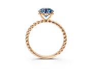 Solitaire Engagement Ring Setting for Fancy Blue Round Cut Center with Plain Twisted Rope Band and Prong Head in Rose Gold