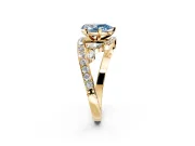 Solitaire Engagement Ring Setting for Fancy Blue Pear-Shaped Center with Pave Bypass Twist Band and Prong Head in Yellow Gold